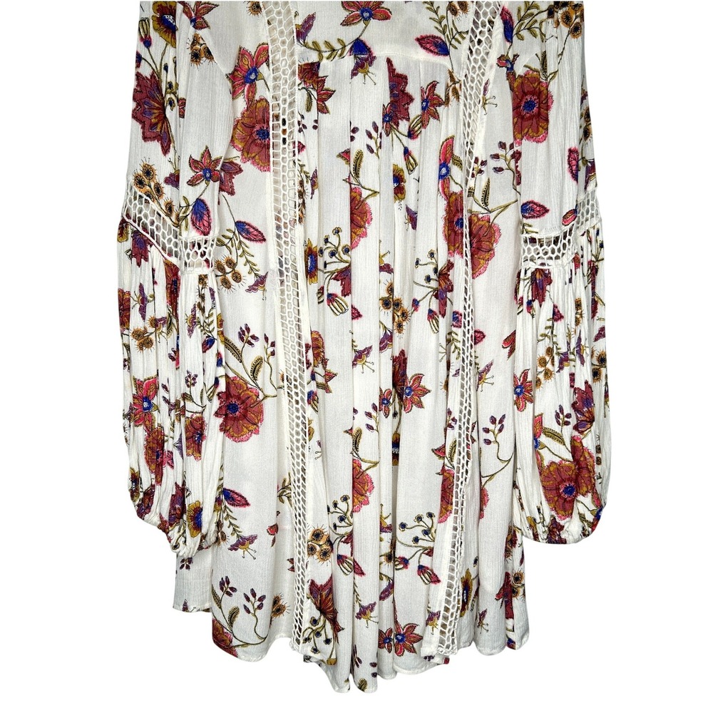 Free People Just The Two Of Us Tunic Dress XS Ivory Floral Boho Crochet Relaxed - Picture 12 of 15